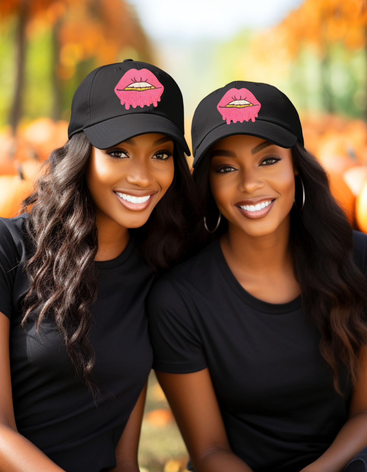 "Pink Lips" Embroidered Women's Cap