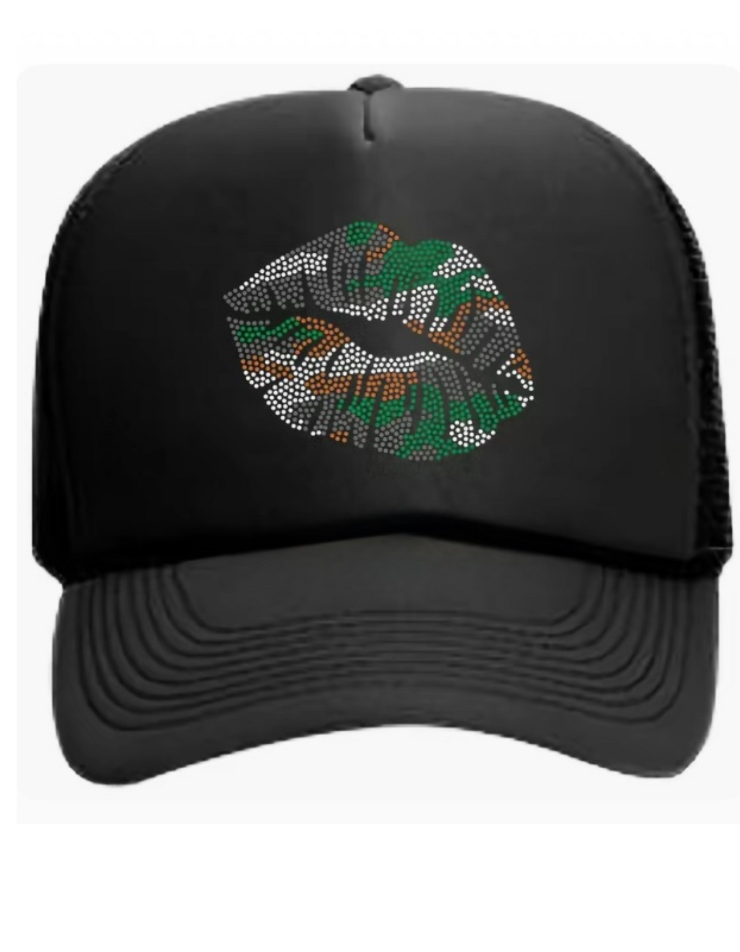 "Camo Lips Rhinestone" Cap