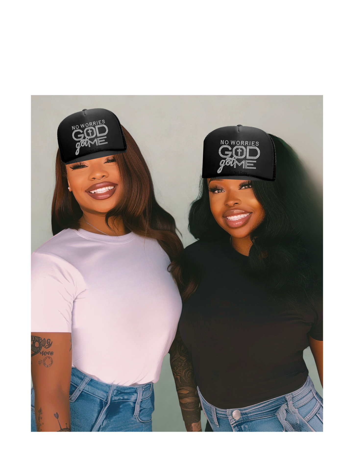"No Worries God Got Me" Rhinestone Cap