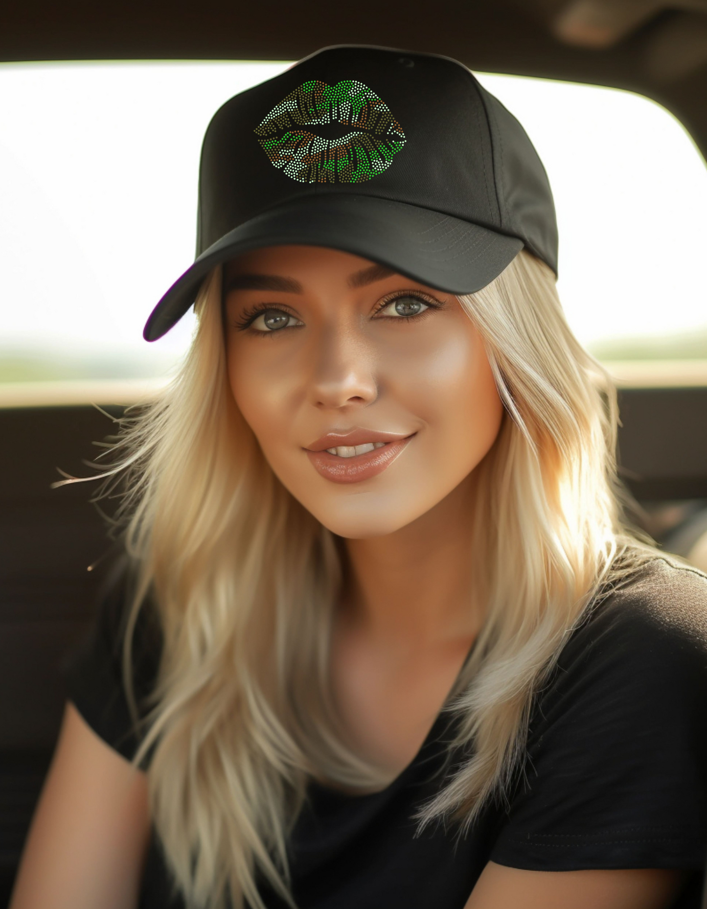 "Camo Lips Rhinestone" Cap