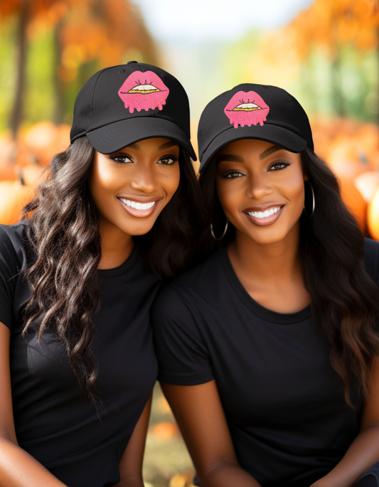 "Pink Lips" Embroidered Women's Cap