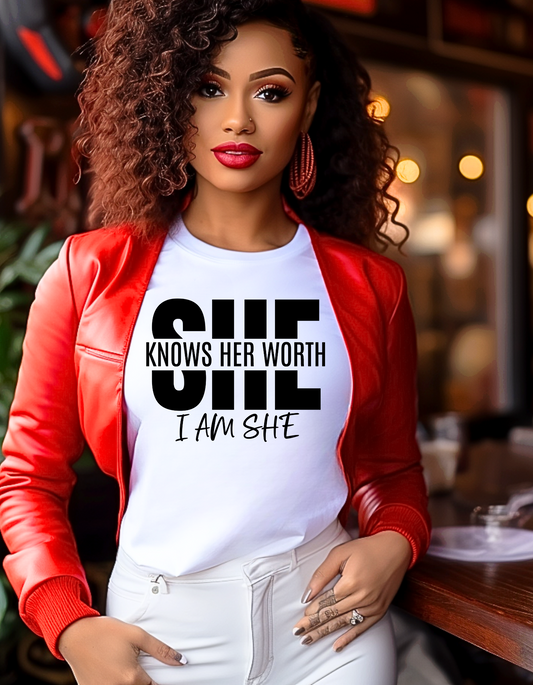 "She Knows Her Worth I Am She" Tee